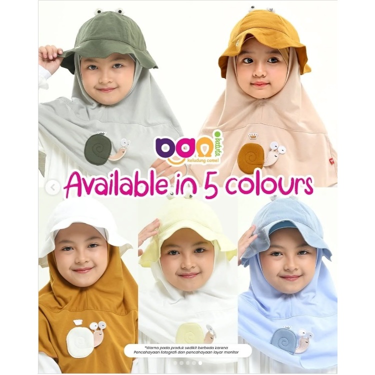 Kerudung Anak Lucu Snaily dengan Aksen Topi Bani batuta By Rabbani