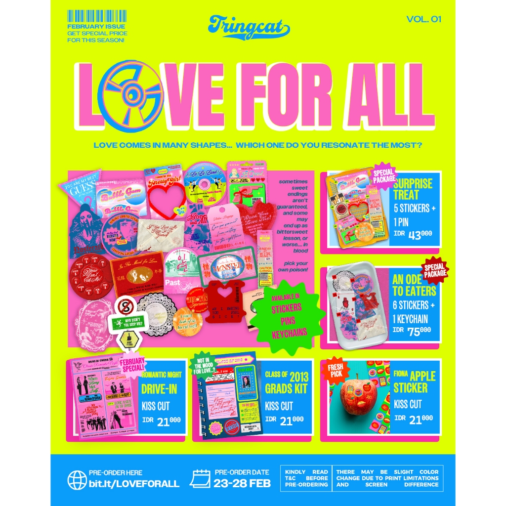 

TRINGCAT MERCHANDISE STICKER GANTUNGAN KUNCI LOVE FOR ALL
