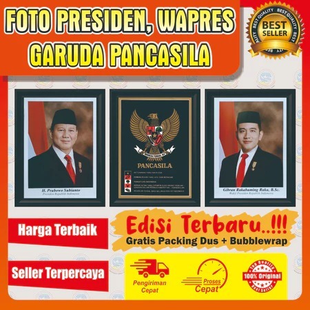 Foto Presiden, Foto Wakil Presiden, Foto Garuda Bingkai Kayu