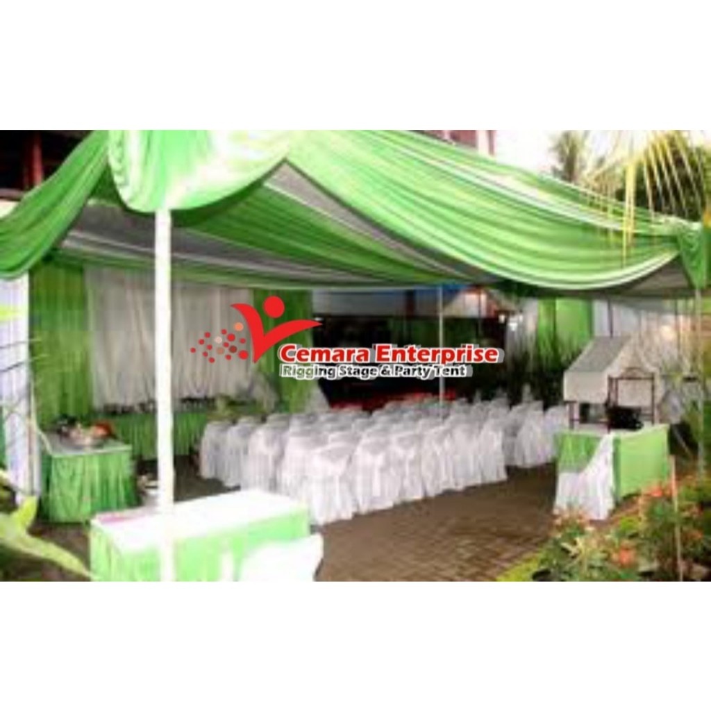 Jual tenda pesta dekorasi ukuran 4m x 10m paket lengkap