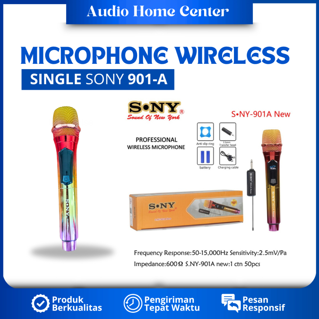 MICROPHONE WIRELESS SINGLE SONY 901A MIC WIRELESS MIKROFON TANPA KABEL SINGLE MICROPHONE WIRELESS