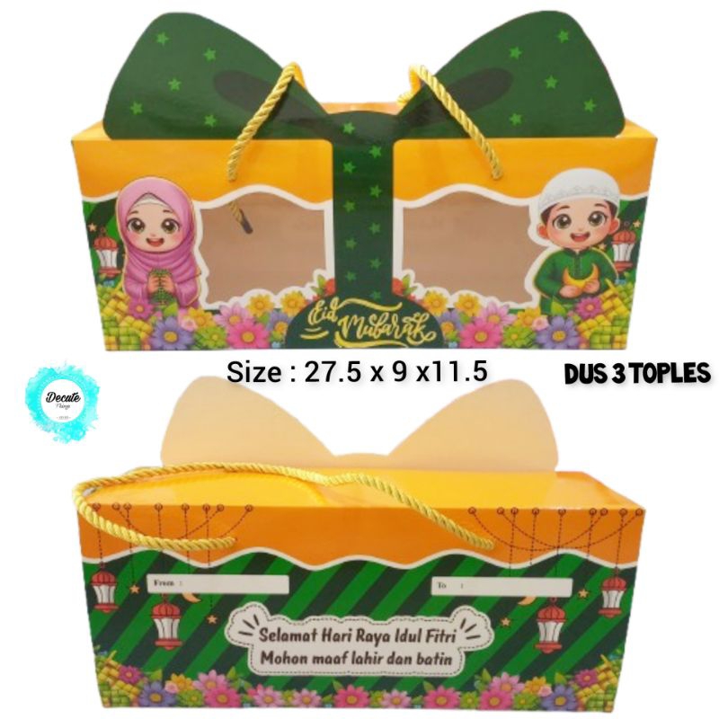 Dus Kue Idul Fitri/ Box Cake Lebaran Muat 3 Toples/ Dus Roll Cake Idul Fitri