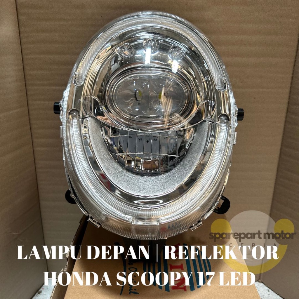 SPAREPART MOTOR | REFLEKTOR LAMPU DEPAN HONDA SCOOPY FI 17 LED WIN ORIGINAL