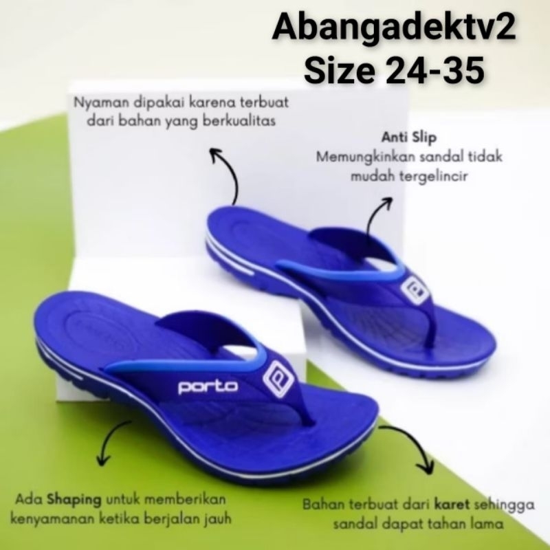 sandal jepit anak bahan ringan porto 1016B size 24-35