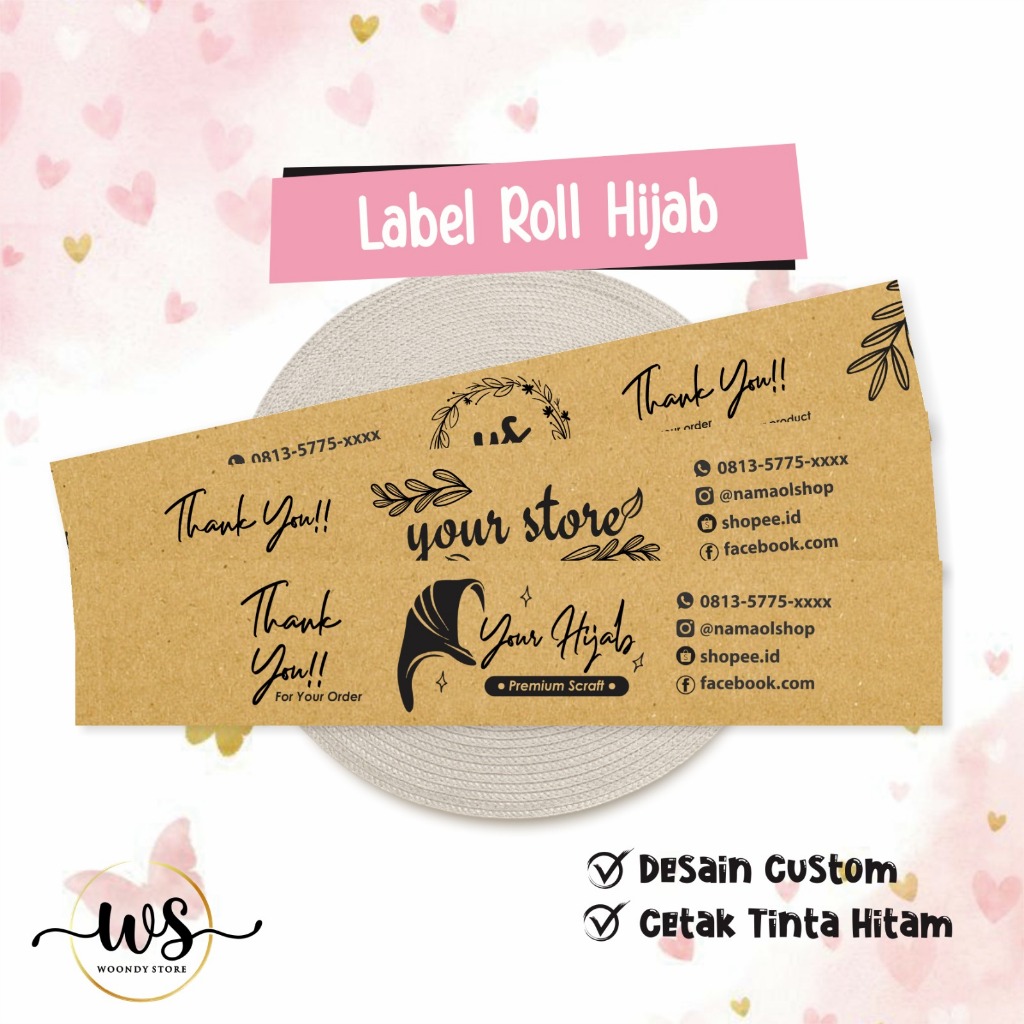 

CETAK LABEL ROLL HIJAB - PENGIKAT HIJAB KERUDUNG CUSTOM KRAFT JASMINE MURAH