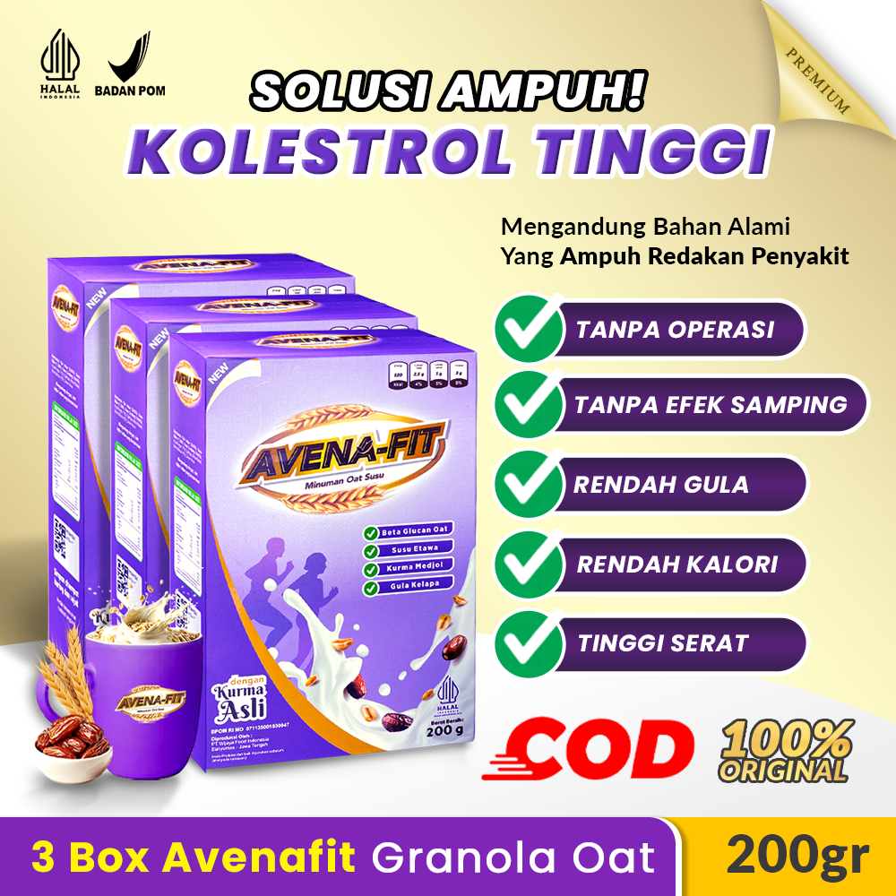 

3 BOX AVENA FIT - Sereal Oat Susu Kambing Etawa Granola AVENAFIT Herbal Kolestrol Jantung Kolesterol