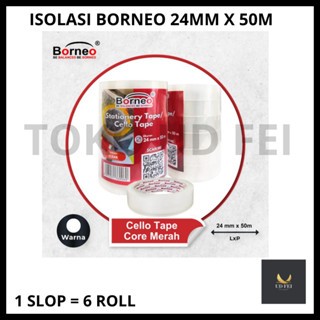 

(1 SLOP= ISI 6 ROLL) Isolasi BORNEO 24mm/ Isolasi BORNEO 2cm/ Selotip Isolasi / solasi BORNEO