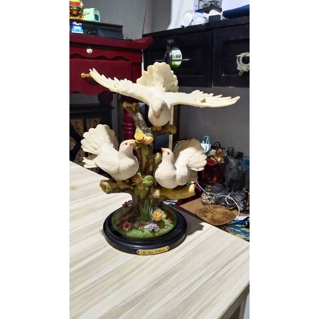 Patung 3 Burung Merpati Resin Kuno Jadul Antik