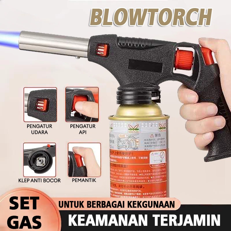 SET PLUS GAS Portable Kepala Gas Torch BBQ Blow Torch Flame Gun Korek Blowtorch Multifungsi Flame gu