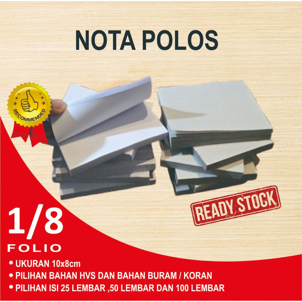 

NOTA POLOS NOTA KOSONGAN HVS BURAM KORAN BON CORAT CORET 1/8 FOLIO