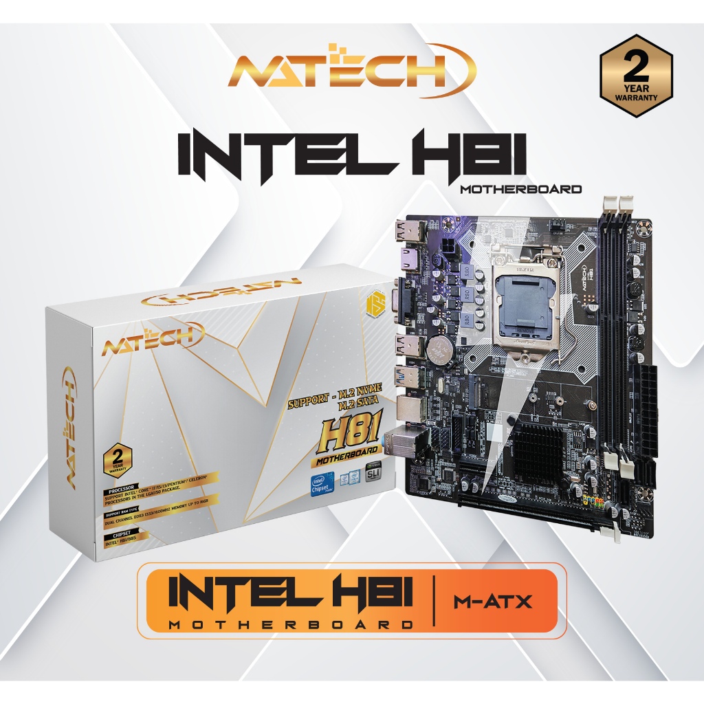 MOTHERBOARD / MOBO NATECH H81 LGA 1150 M.2 NVME & M.2 SATA