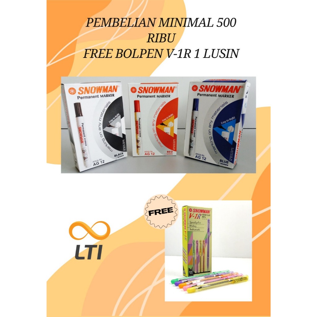 

Spidol Permanen Snowman AG - 12 Hitam Per PCS / Ecer - HEMAT