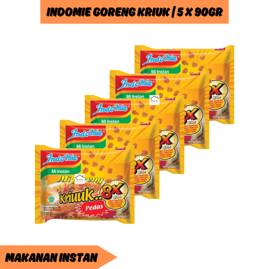 

5PCS Indomie Goreng Kriuk Pedas 8x Dengan Kremesan Kriuuk