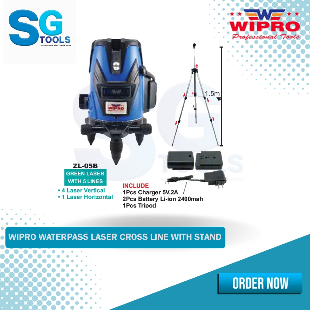 Wipro Waterpass Laser Cross Line 5 Line Green Line ZL-05B-- Laser Cross Line 5Line Green LIne Includ