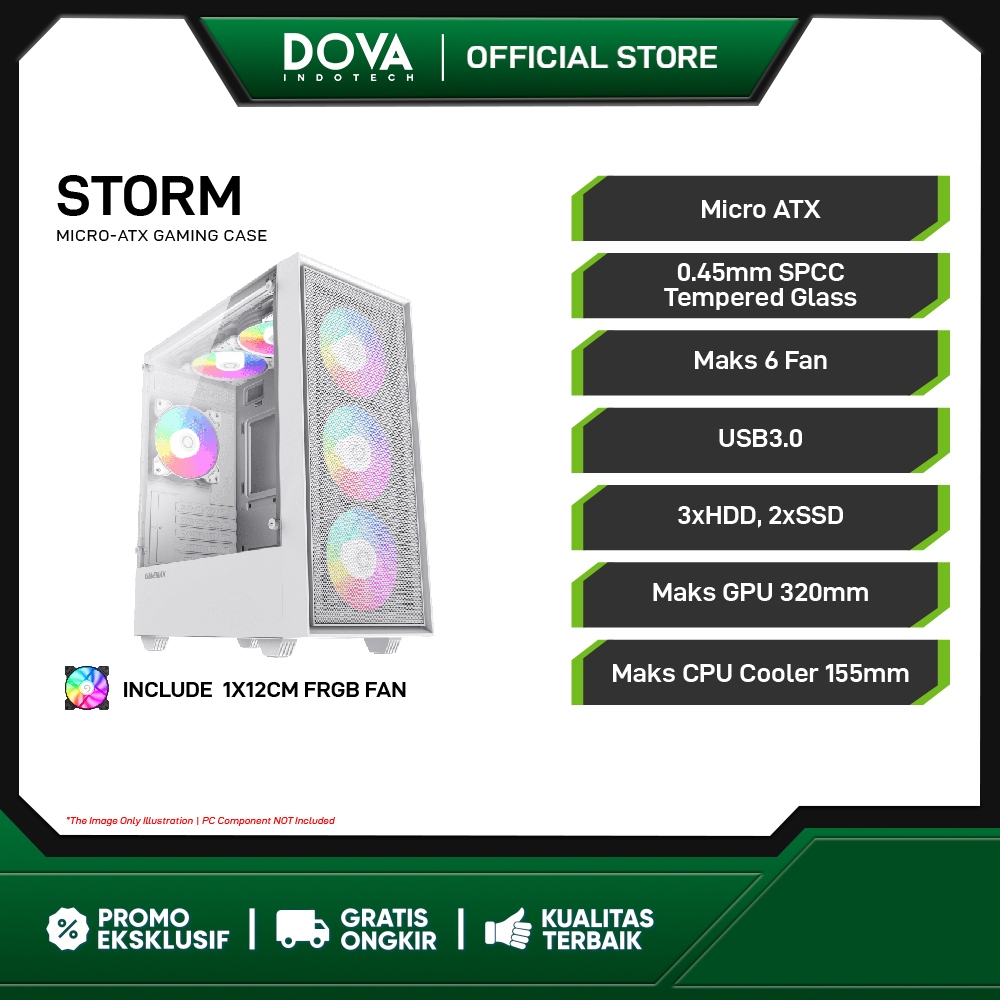 Casing PC Gamemax Storm White MATX