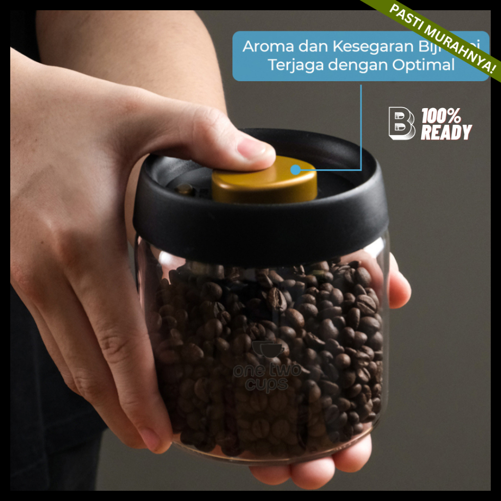 Toples Vacuum Kedap Udara 500ml / Toples Kopi Kedap Udara / Toples Plastik Bening / Toples Aesthetic