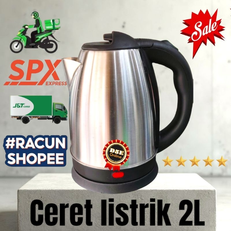 teko listrik /ceret listrik kapasitas 2 Liter stainless