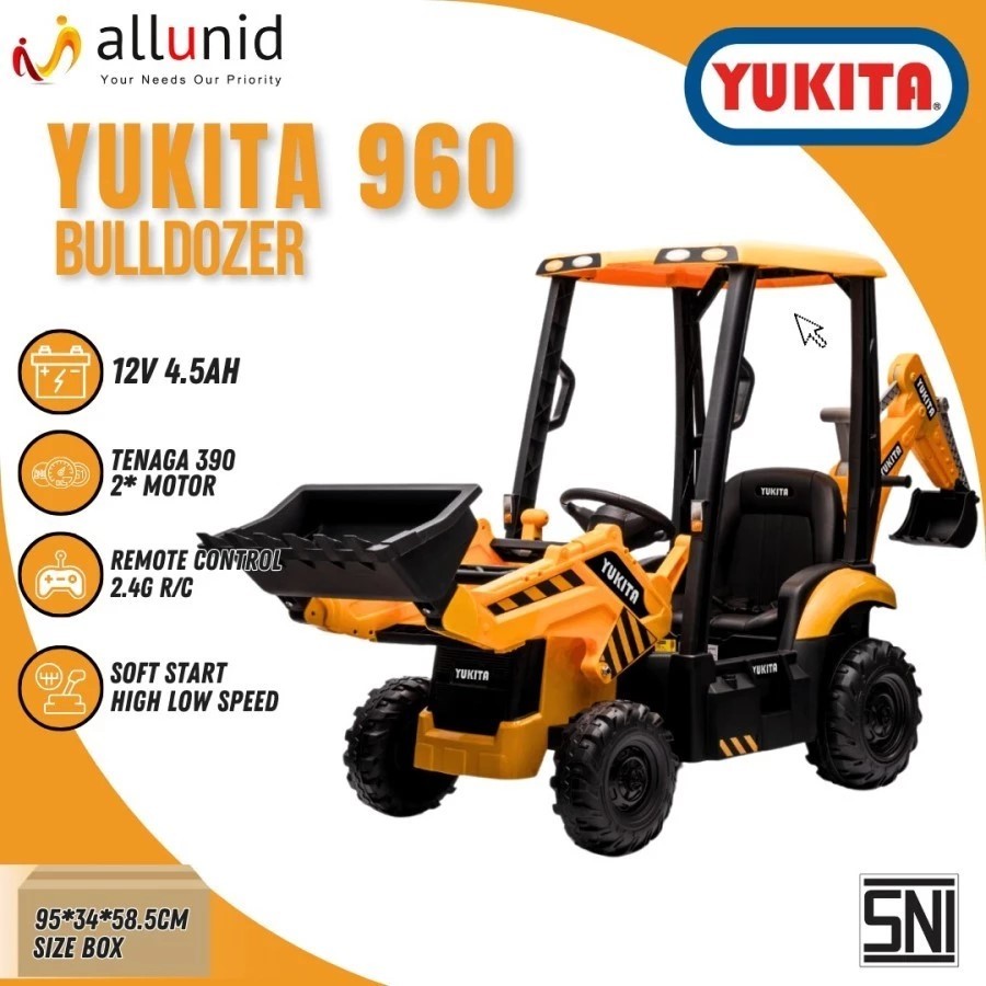 Yukita 960 Forklift Bulldozer 12V – Truk Garpu Aki Anak Super Keren