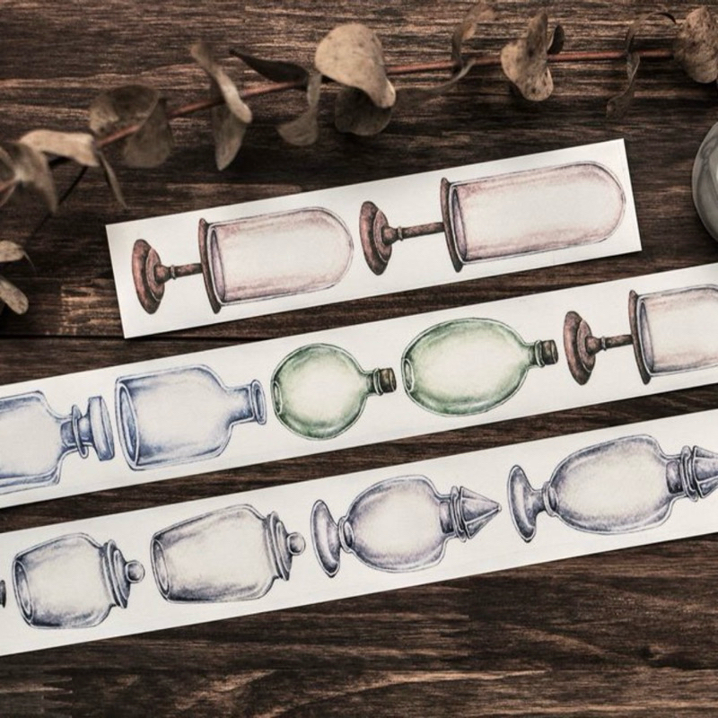 

[Sample per loop] Miao Stelle Washi & PET Tape - Botanical illustration 2 . Little labels . Glass bottle