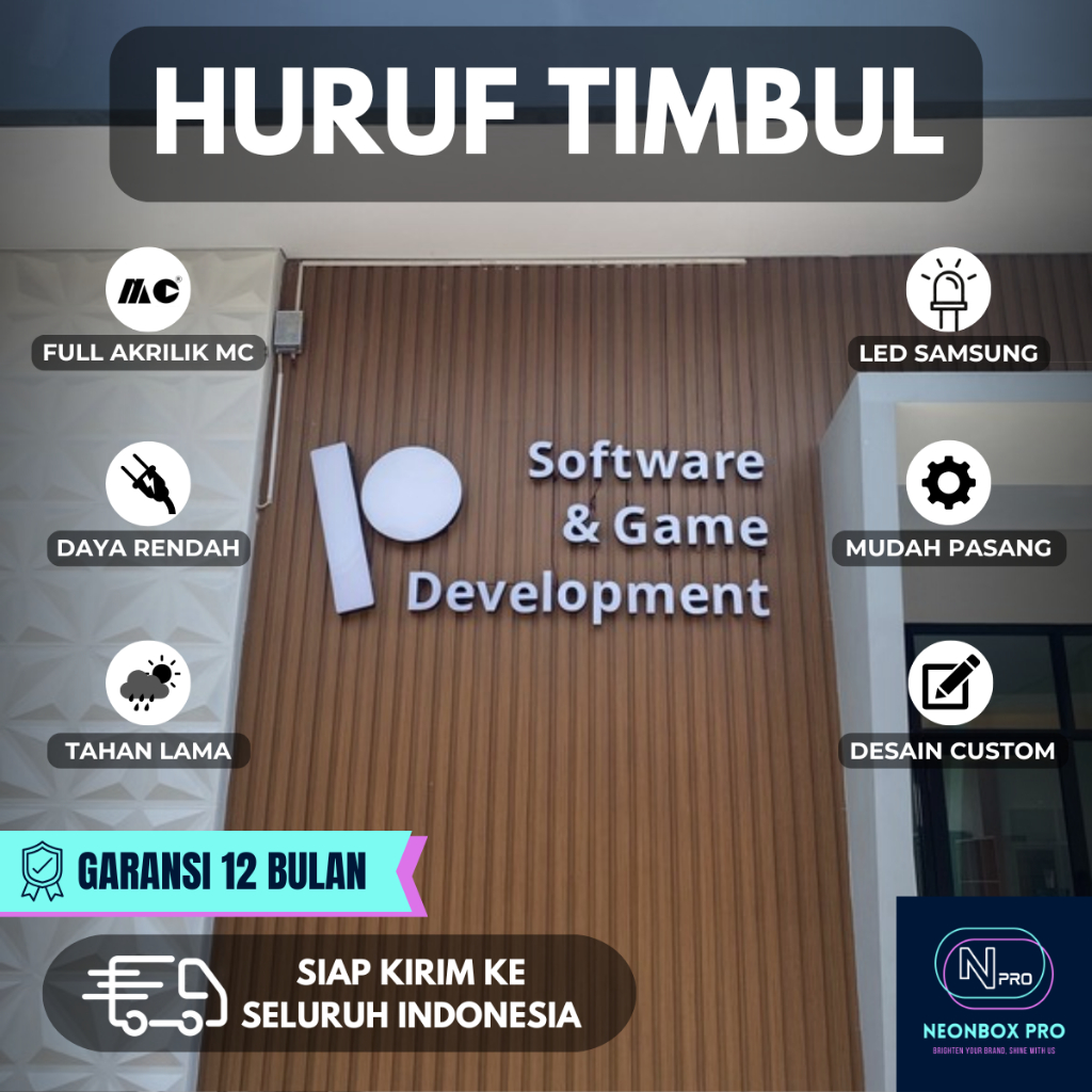 HURUF TIMBUL CUSTOM PREMIUM Huruf Timbul Akrilik LED Indoor / Outdoor Tahan Segala Cuaca Hemat Daya