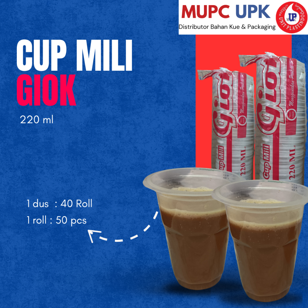Cup Mili Giok 220 ml / Cup Mili / Cup Plastik / Gelas Plastik Mili Giok 220 ml
