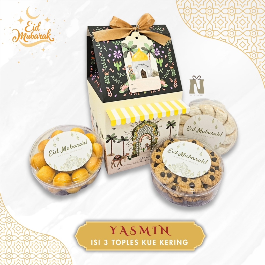

YASMIN - Hampers Lebaran - Isi 3 Toples Kue Kering | Putri Salju - Chocochip - Skippy