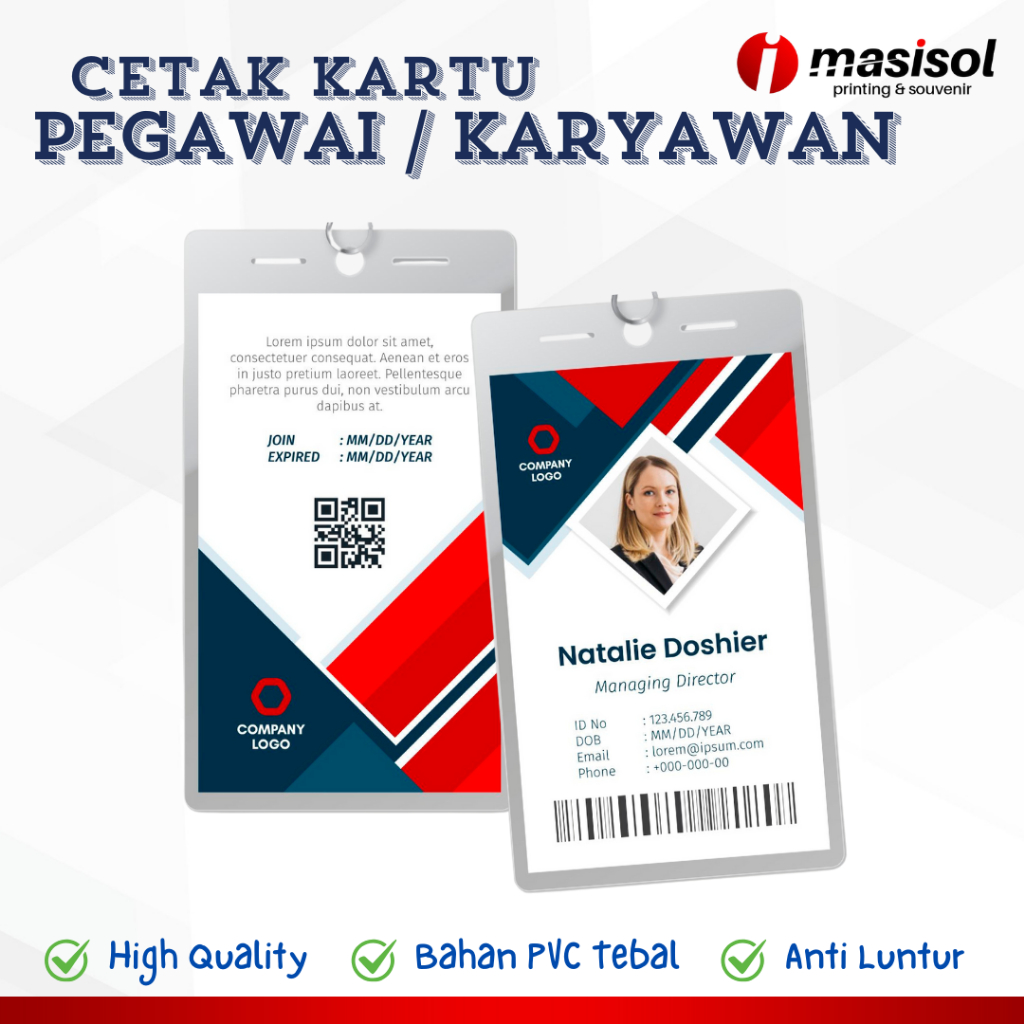 

ID Card / Kartu Pegawai / Karyawan Bahan PVC Tebal / Anti Luntur