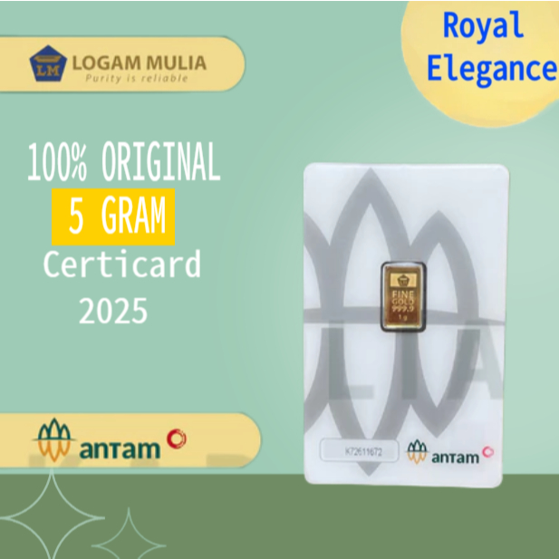 REG LOGAM MULIA EMAS ANTAM 5 GRAM LM ANTAM TERBARU CERTIEYE CERTICARD 2025