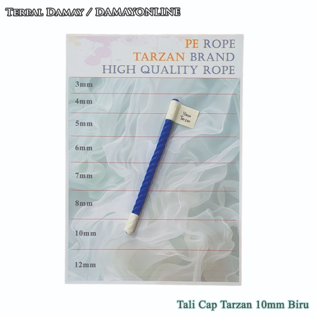 

Tali Tambang PE Cap Tarzan 10mm Biru / Meter ( Harga Per Meter )