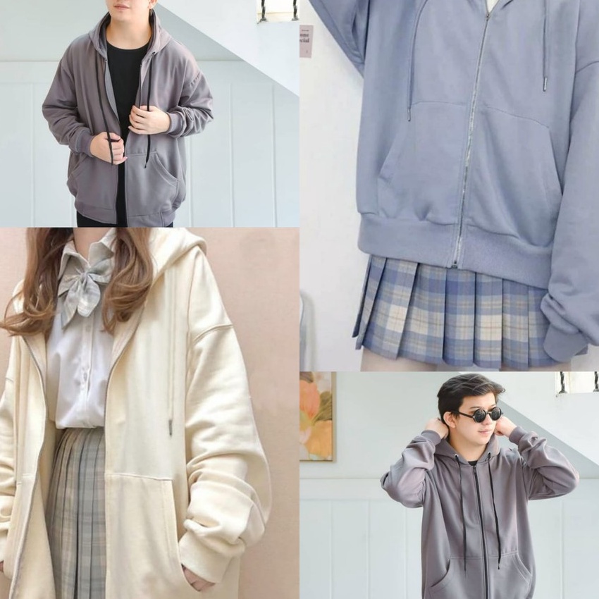 Grosir XXL Zipper Hoodie Sweater  Sweater Polos  Sweater Pria dan Wanita  unisex