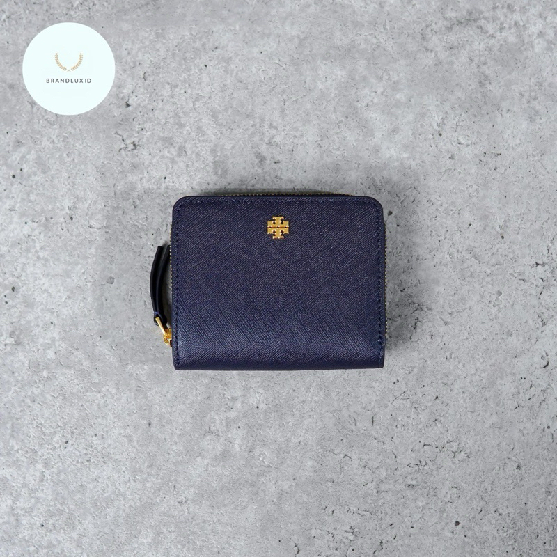 Tory Burch Tory Logo Bifold Wallet in Navy