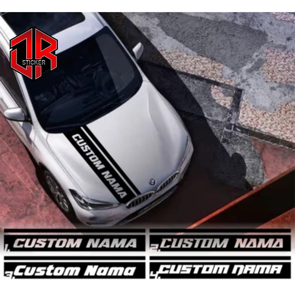 Cutting Sticker Kap Mesin Mobil Striping Lis Custom Nama Universal Bisa Untuk Semua Tipe Mobil