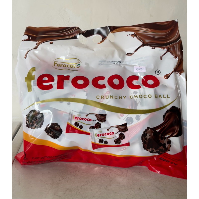 

FEROCOCO CHOCO CRUNCHY 40 PCS BALL COKELAT LUMER