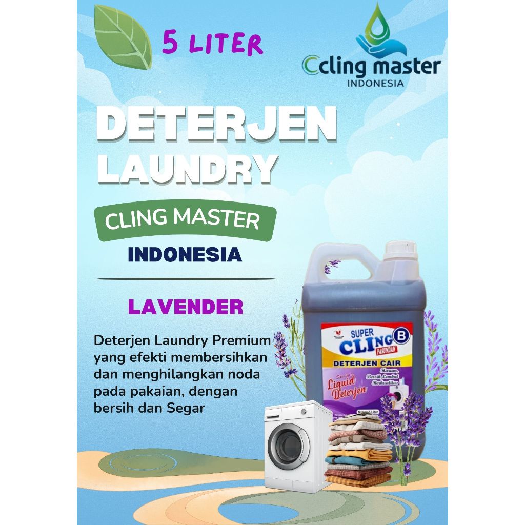 Deterjen Laundry Aroma Lavender Detergent Liquid Super Cling 5 Liter