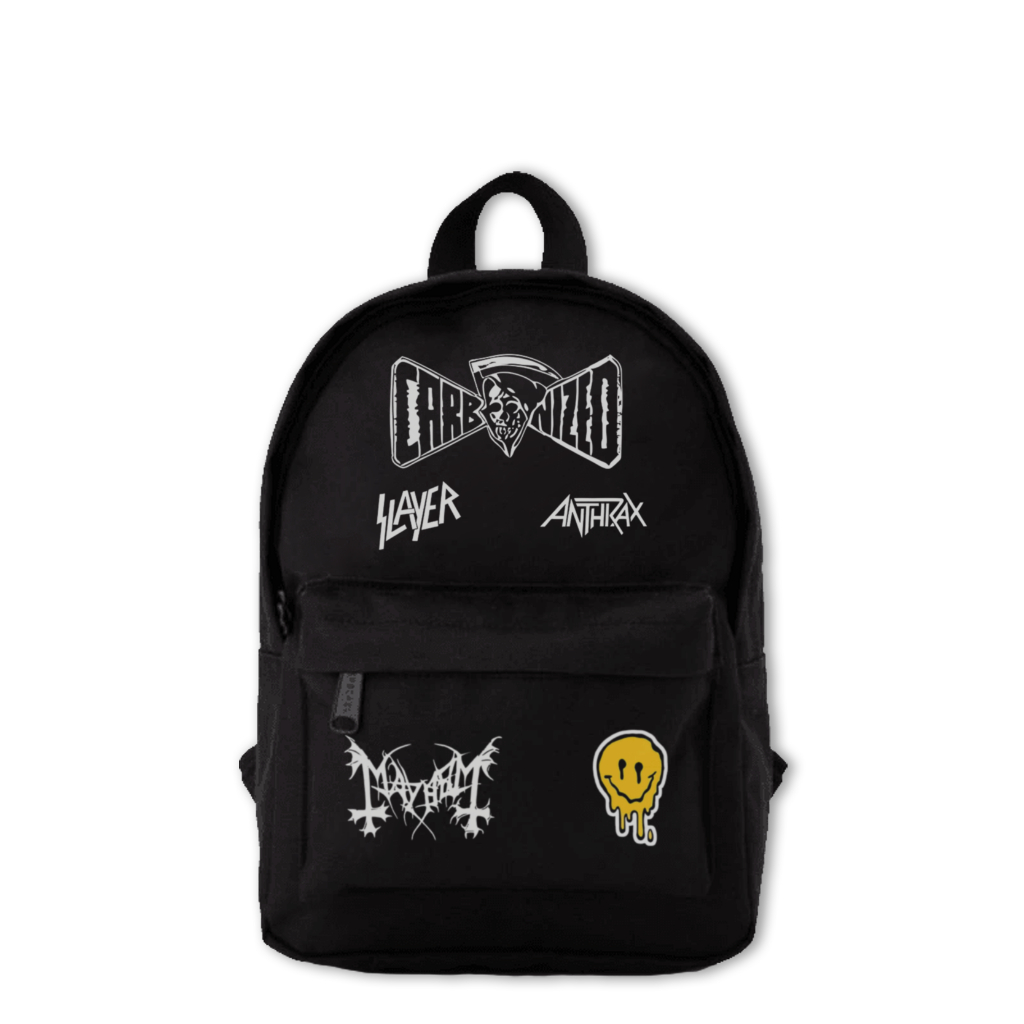 Tas Ransel Band Metal Custom – Slayer, Anthrax, Mayhem | Backpack Hitam Distro Metalhead Unisex Tas 