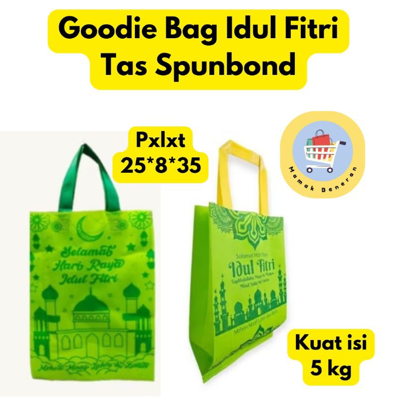 

Goodie Bag Tas Spunbond Kain Hampers Kemasan Bingkisan Souvenir Sembako Lebaran Idul Fitri warna Hijau uk 25 x 8 x 35