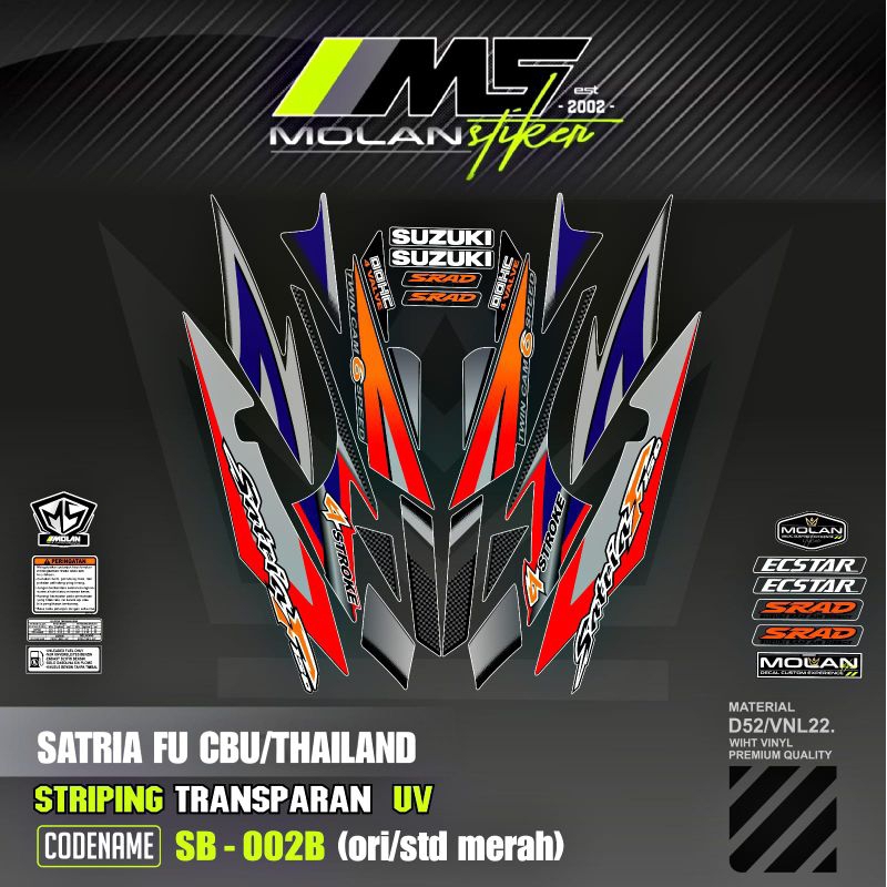 Decal Sticker Striping Variasi Transparan Uv Satria Fu Cbu Thailand 2005/2006 Suzuki Satria Fu 150 T