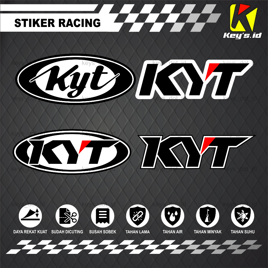 STIKER HELM KYT, STICKER RACING KYT ANTI AIR SUDAH DICUTTING