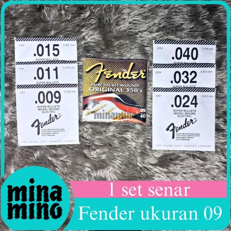 Senar Gitar Fender 09 Senar Gitar Akustik Fender dan Senar Gitar Elektrik Fender 1 Set