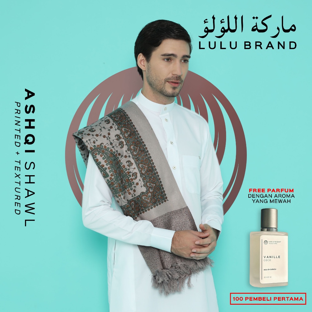 Sorban Kashmiri Print Rida Printing Surban Premium Import Arab LULU BRAND 1096 Ashqi Free Parfum