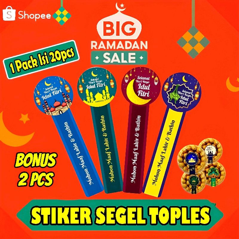 

[ ISI 20 PCS ] Stiker Idul Fitri Stiker Toples Kue Lebaran Ramadan