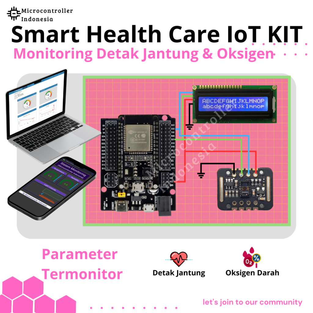 Smart Health Care IoT KIT -  Kit Monitoring Detak Jantung & Oksigen dg WiFi IoT
