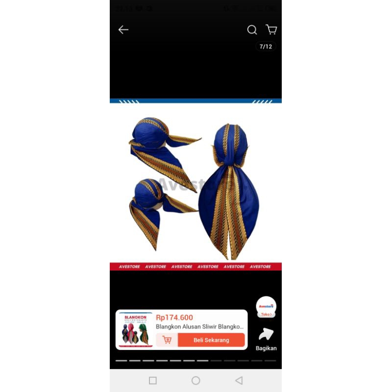 fashion pria/topi/peci/kupluk/blangkon biru