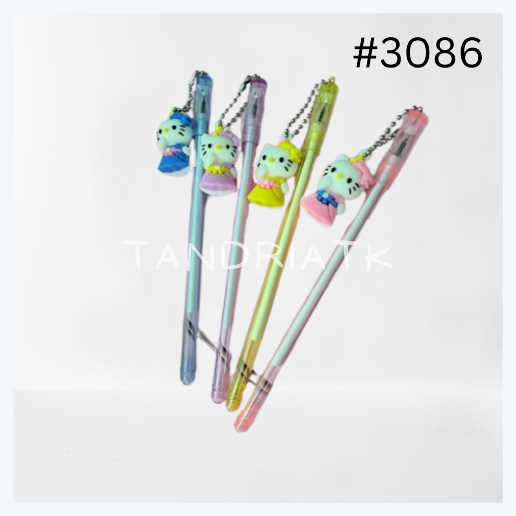 

[1 Lusin/ 12 Pcs] Pulpen Bolpen Gel Pen Gantung Boneka Kucing Helo Kitty 3086