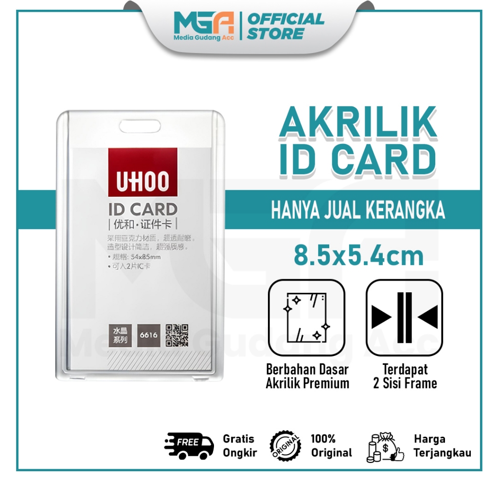 

【UHOO】 AKRILIK ID CARD HOLDER ACRYLIC TRANSPARAN BADGE ID CARD CASING KARTU PEGAWAI AKRILIK