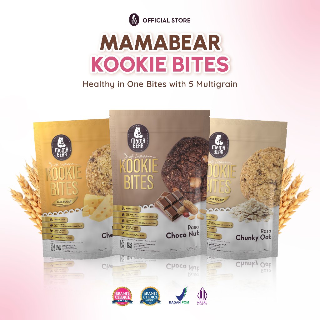 

MamaBear KOOKIE BITES KUKIS Cookie Camilan Snack Kaya Superfood Less Sugar BPOM Halal