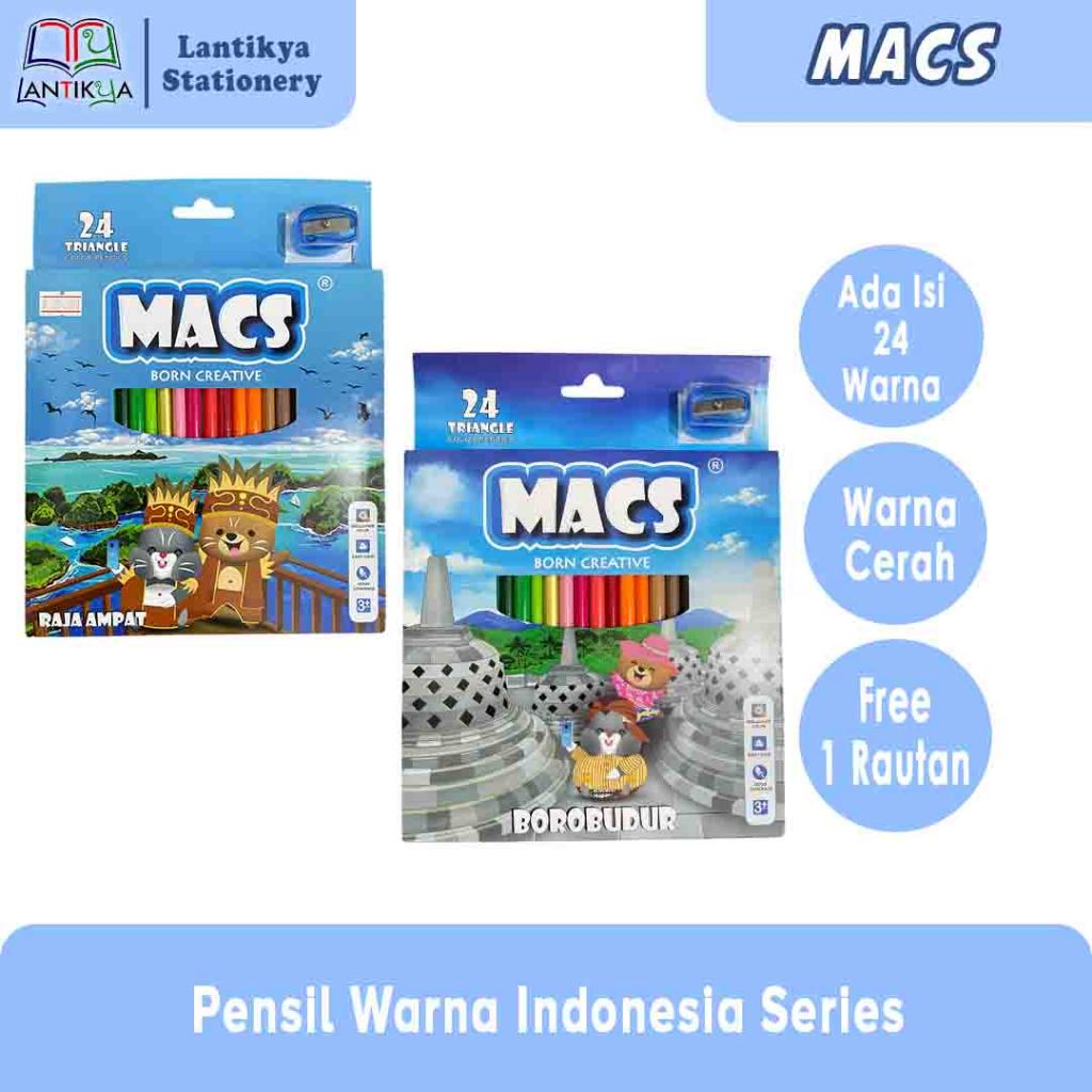 

Macs Pensil Warna Indonesia Series/ Raja Ampat & Borobudur/Isi 24 Warna