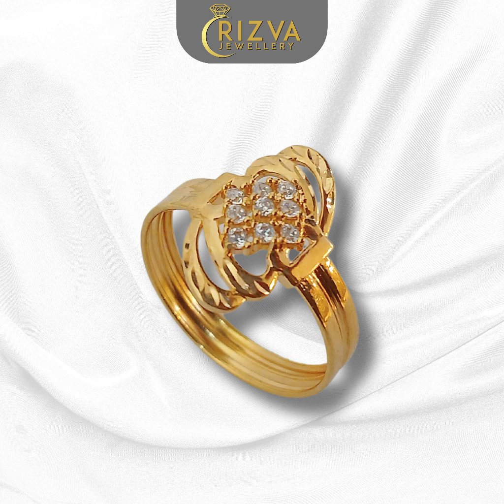 Cincin Gombong Permata Gold Kadar 8K Toko Emas Rizva Jewellery