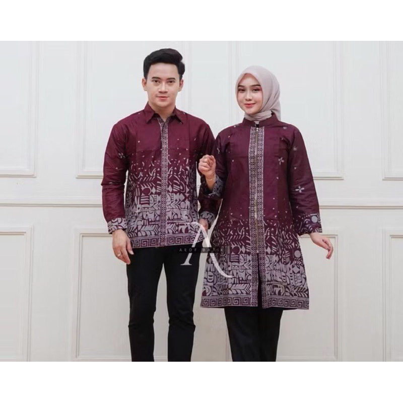 TUNIK BATIK WANITA MODERN KEMEJA BATIK PRIA LENGAN PANJANG DOLBY TENUN