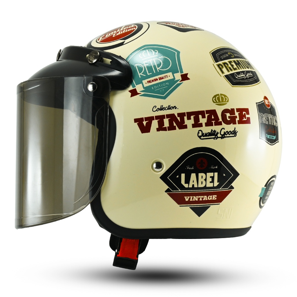 Helm Bogo Retro Dewasa Helm Motor Wanita Aesthetic SNI Terbaru